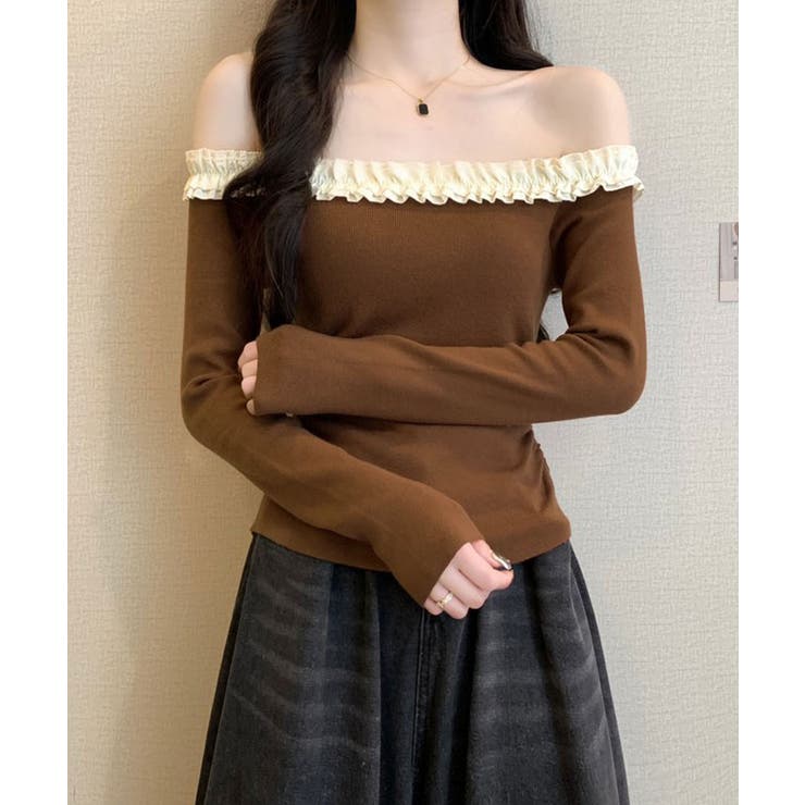 袖フリルドットショートトップス rectangle（レクタングル） tシャツ 2way裾フリルショートトップス