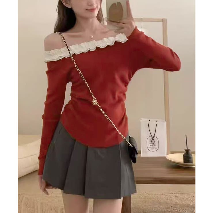 フリルショルダーショートニットトップス トップス ニット | kirakiraShop  | 詳細画像20 