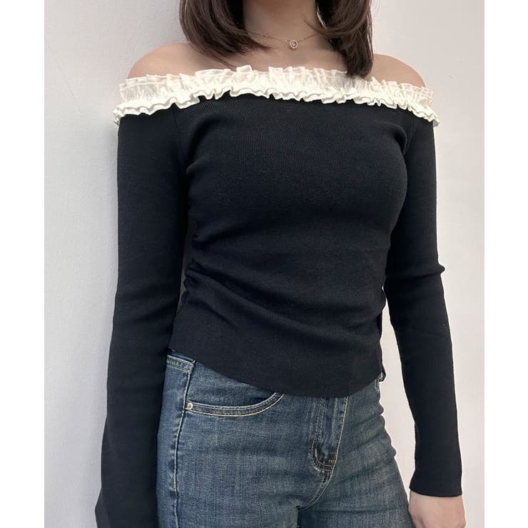 フリルショルダーショートニットトップス トップス ニット | kirakiraShop  | 詳細画像29 