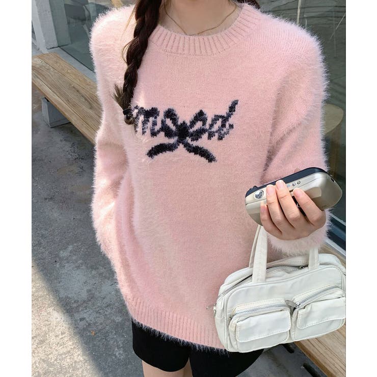 訳あってお買い得！30～80％OFF バックリボンロゴニットトップス ニット[品番 トップス トップス