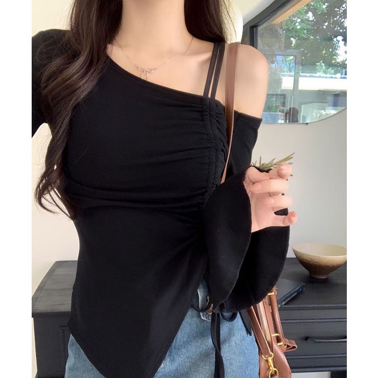 ワンショルダー Tシャツ レディース 長袖 カットソー スウェット