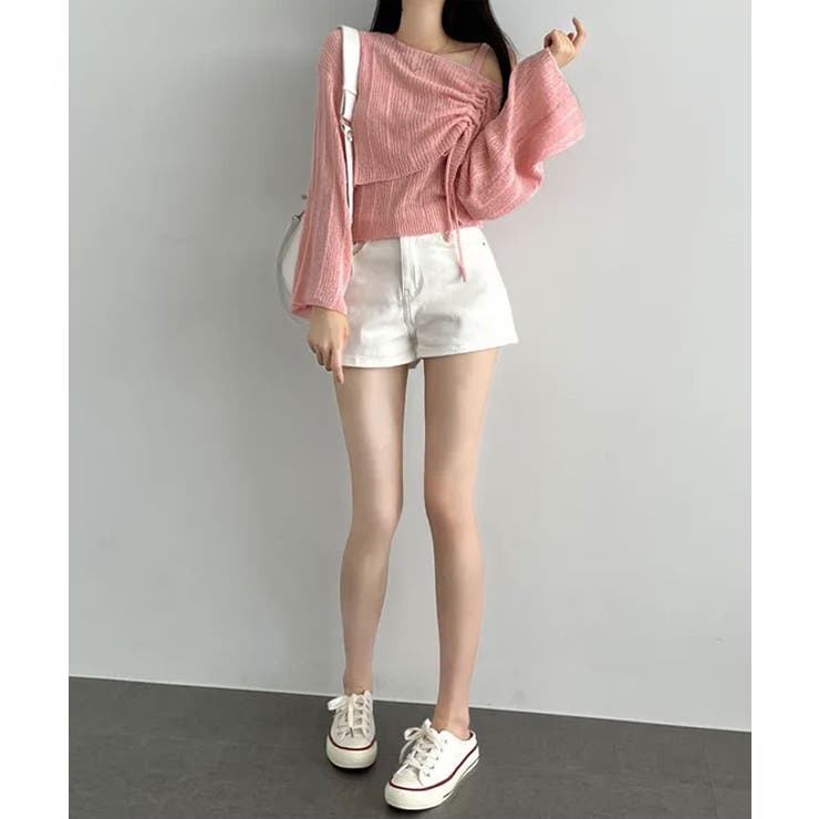 ワンショルダーロングスリーブニットアンサンブル トップス モールニット | kirakiraShop  | 詳細画像15 