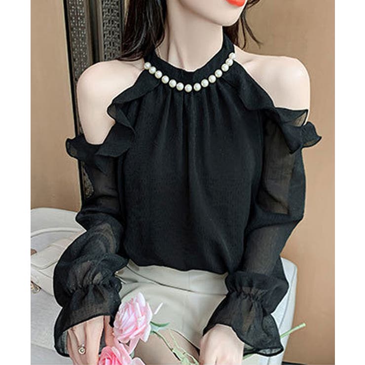 シフォンホルターネックパールブラウス トップス ブラウス | kirakiraShop  | 詳細画像2 