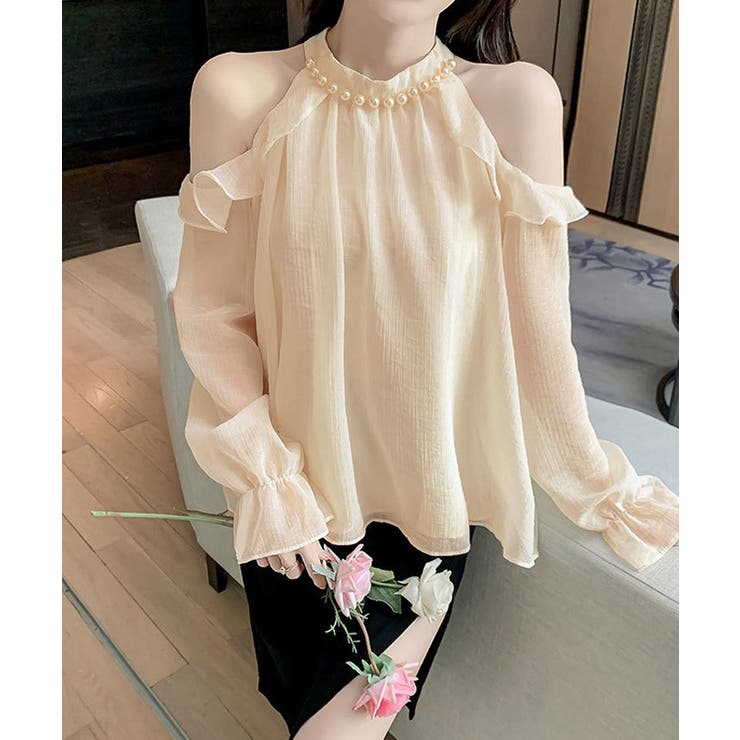 シフォンホルターネックパールブラウス トップス ブラウス | kirakiraShop  | 詳細画像14 