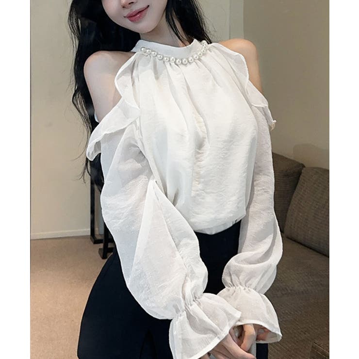 シフォンホルターネックパールブラウス トップス ブラウス | kirakiraShop  | 詳細画像4 