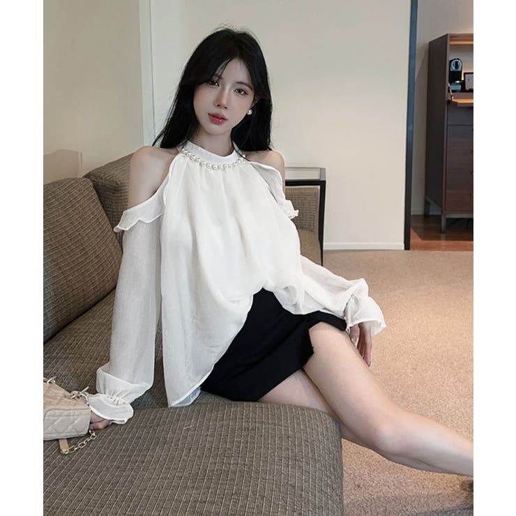 シフォンホルターネックパールブラウス トップス ブラウス | kirakiraShop  | 詳細画像5 