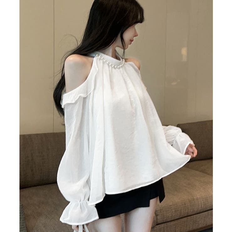 シフォンホルターネックパールブラウス トップス ブラウス | kirakiraShop  | 詳細画像8 