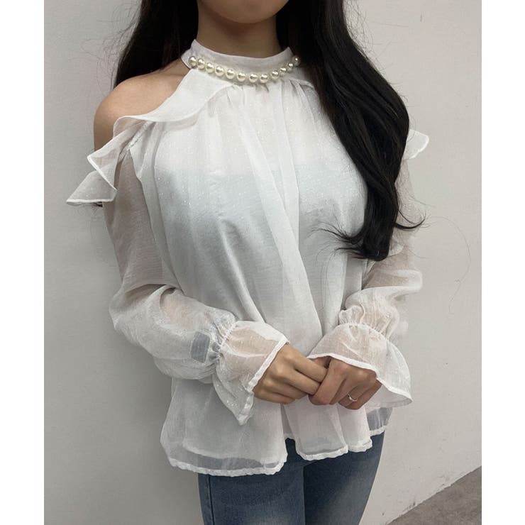 シフォンホルターネックパールブラウス トップス ブラウス | kirakiraShop  | 詳細画像9 