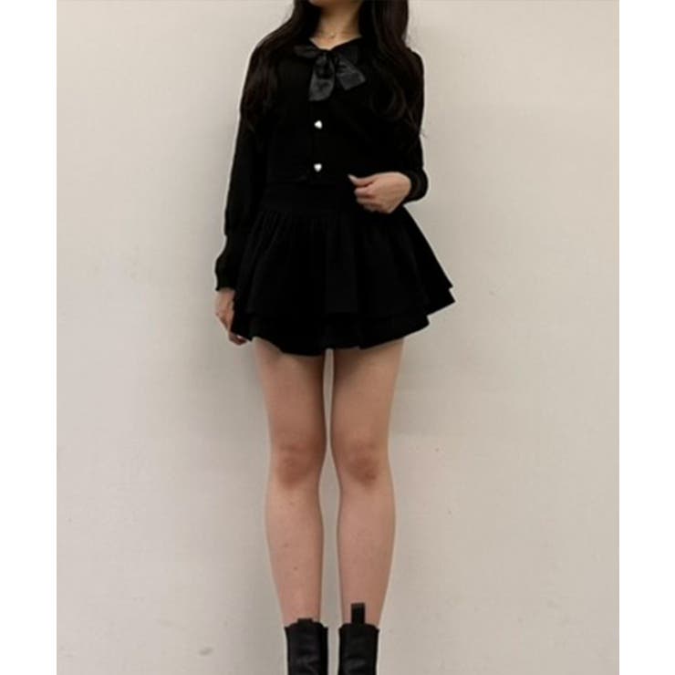 ハートボタンリボン付きニットカーディガン トップス カーディガン | kirakiraShop  | 詳細画像15 