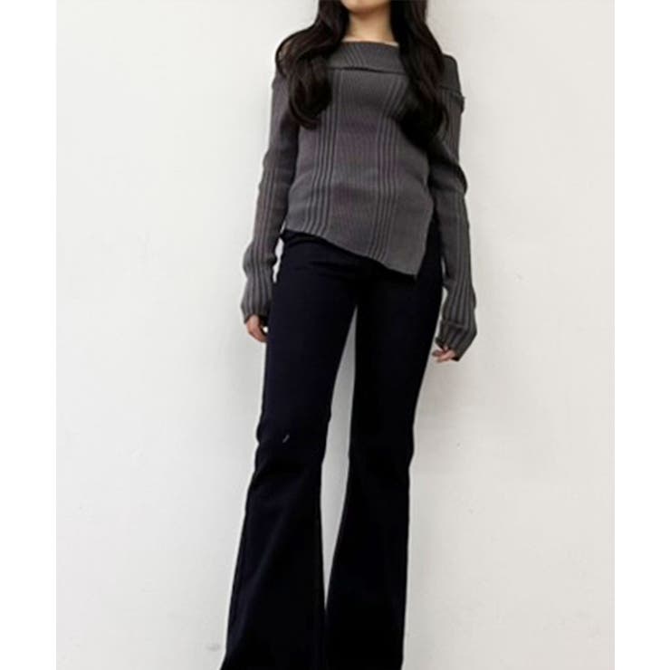 ボタンアクセントオフショルニットトップス トップス リブニット | kirakiraShop  | 詳細画像18 