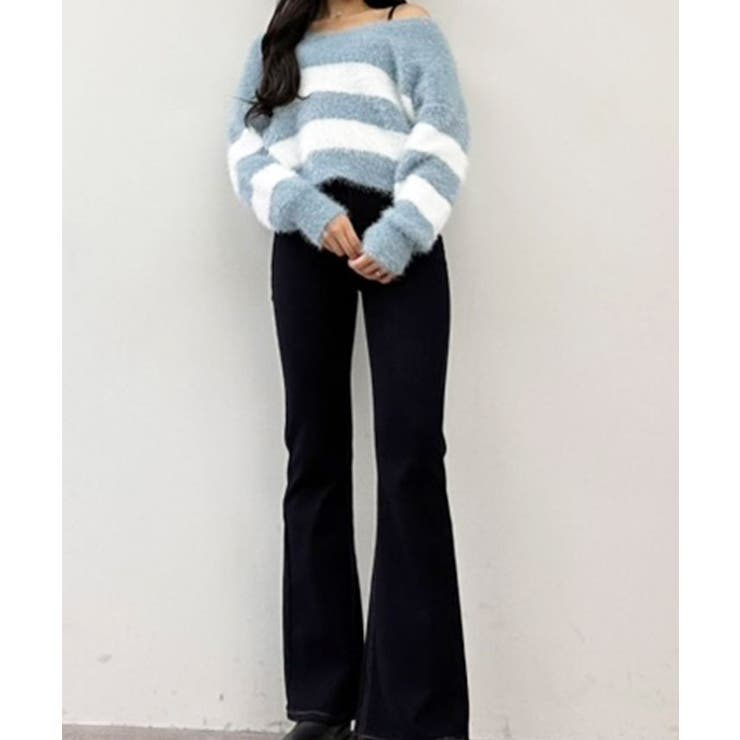 Vネックモヘア風ボーダーニットトップス トップス ニット | kirakiraShop  | 詳細画像41 
