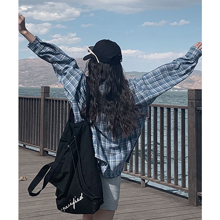 ガーゼチェックネルシャツ トップス ブラウス[品番：IK000007958