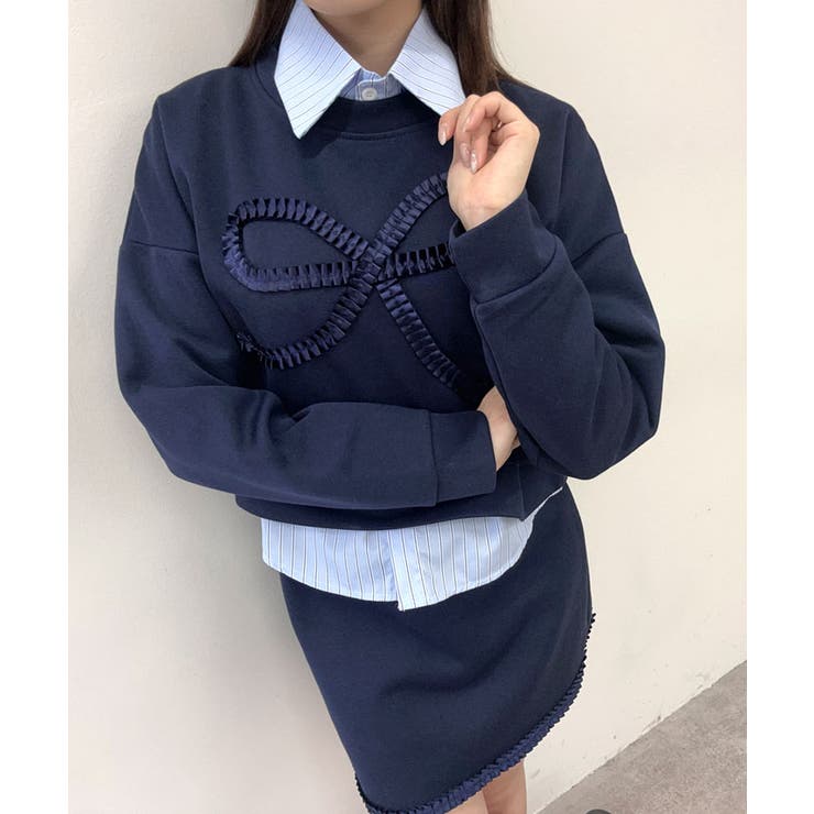リボンスウェットミニスカートセットアップ トップス スウェットセットアップ | kirakiraShop  | 詳細画像14 