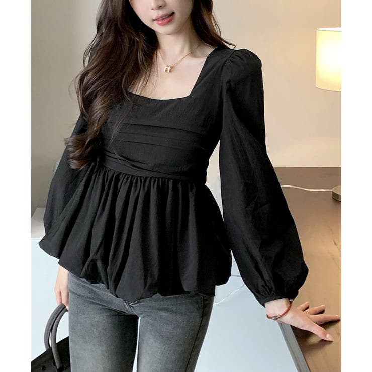 ボリュームスリーブスクエアネックペプラムブラウス トップス ブラウス | kirakiraShop  | 詳細画像2 