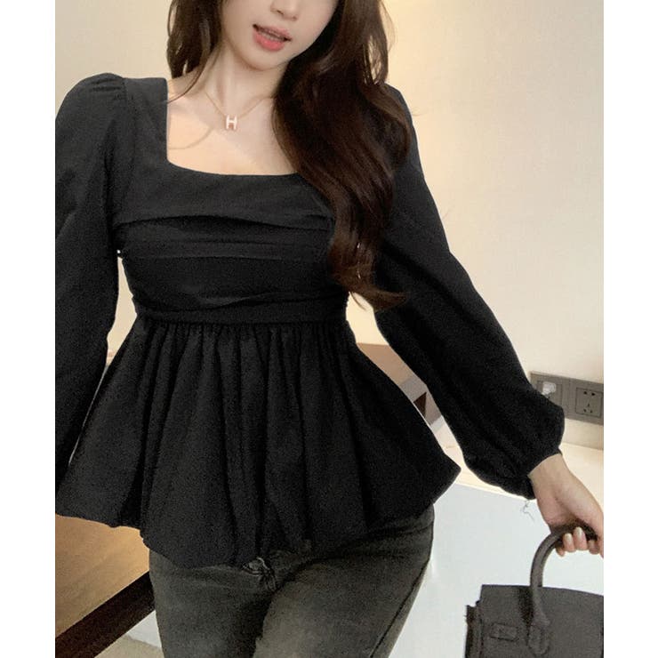 ボリュームスリーブスクエアネックペプラムブラウス トップス ブラウス | kirakiraShop  | 詳細画像6 