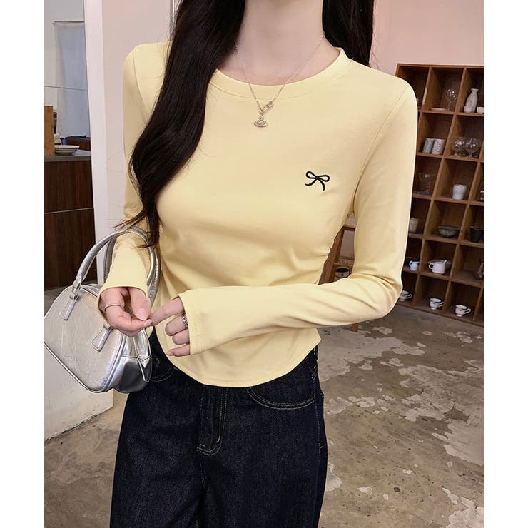 リボン刺繍ラウンドネックトップス トップス カットソー | kirakiraShop  | 詳細画像25 