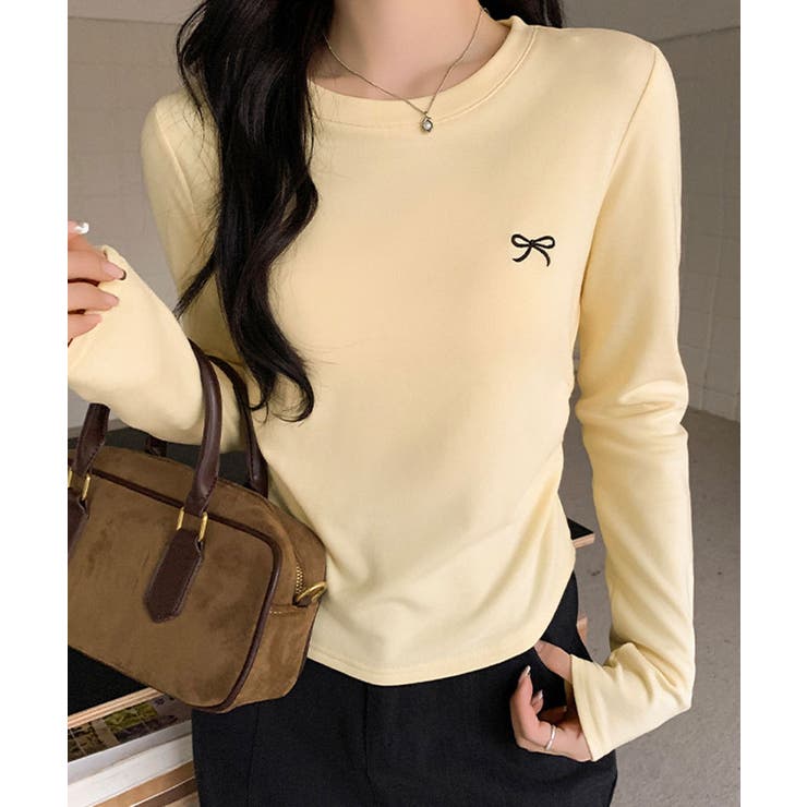 リボン刺繍ラウンドネックトップス トップス カットソー | kirakiraShop  | 詳細画像30 