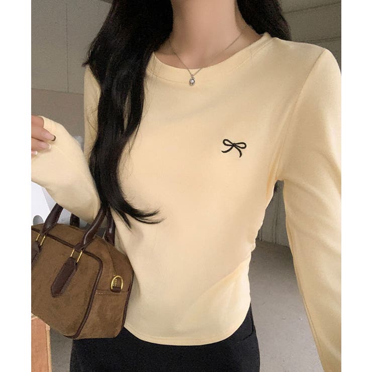 リボン刺繍ラウンドネックトップス トップス カットソー | kirakiraShop  | 詳細画像34 