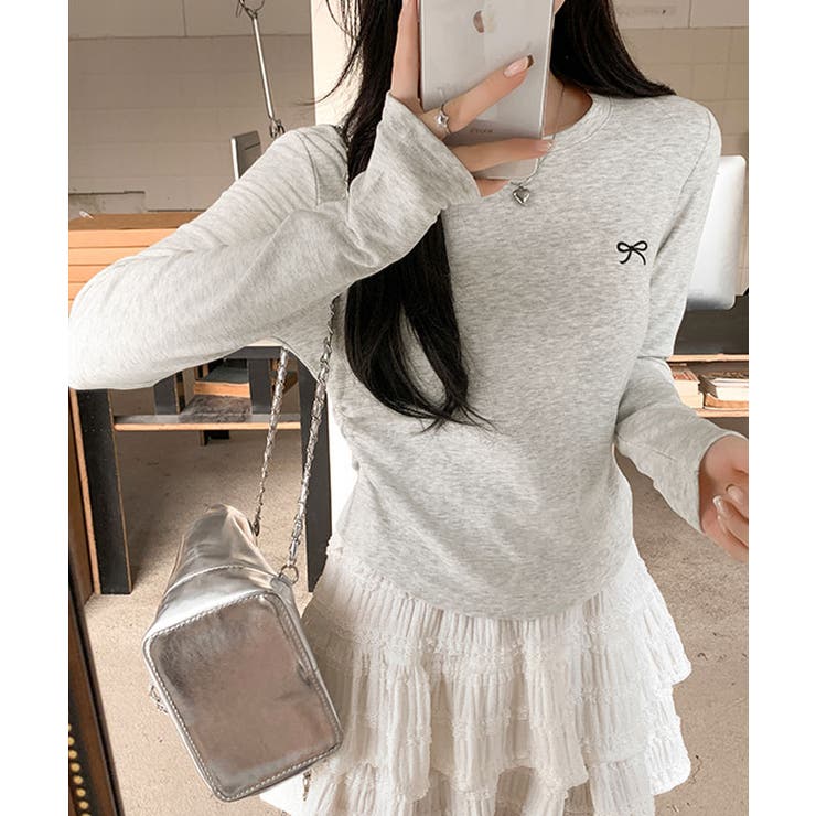 リボン刺繍ラウンドネックトップス トップス カットソー | kirakiraShop  | 詳細画像39 