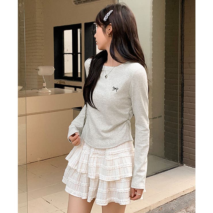 リボン刺繍ラウンドネックトップス トップス カットソー | kirakiraShop  | 詳細画像47 