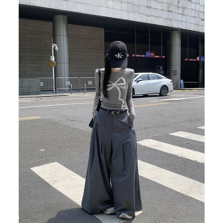 フリルリボンスリムフィットニットトップス トップス フィット | kirakiraShop  | 詳細画像14 