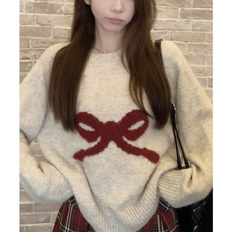 フロントリボンデザインニット 4色 トップス | kirakiraShop  | 詳細画像11 