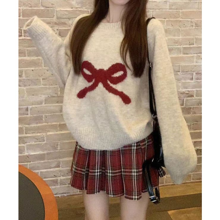 フロントリボンデザインニット 4色 トップス | kirakiraShop  | 詳細画像12 