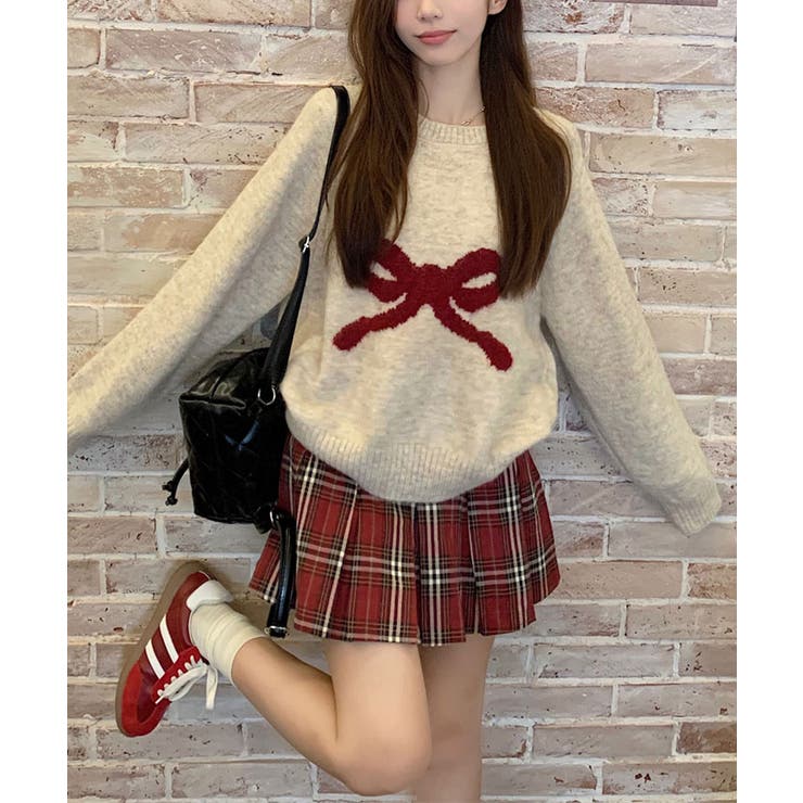 フロントリボンデザインニット 4色 トップス | kirakiraShop  | 詳細画像15 