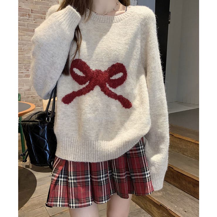 フロントリボンデザインニット 4色 トップス | kirakiraShop  | 詳細画像16 