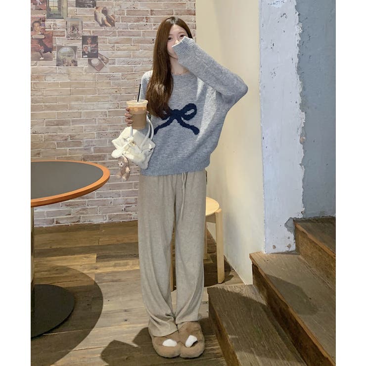 フロントリボンデザインニット 4色 トップス | kirakiraShop  | 詳細画像23 