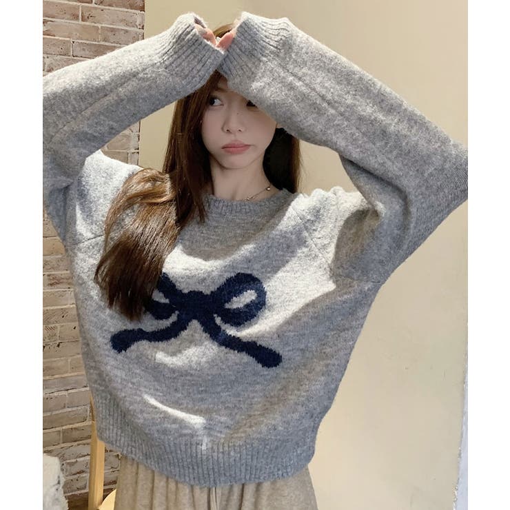 フロントリボンデザインニット 4色 トップス | kirakiraShop  | 詳細画像28 