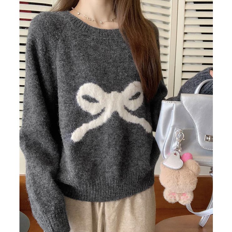 フロントリボンデザインニット 4色 トップス | kirakiraShop  | 詳細画像31 