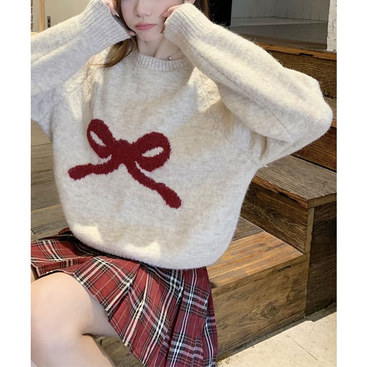 フロントリボンデザインニット 4色 トップス | kirakiraShop  | 詳細画像8 