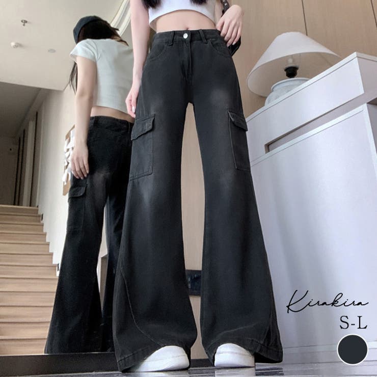 ルーズワイドデニムカーゴパンツ 3サイズ ボトムス | kirakiraShop  | 詳細画像1 