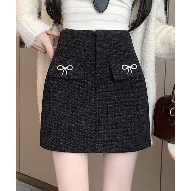 ブラック | リボンポケットミニスカート 3サイズ ミニスカート | kirakiraShop 