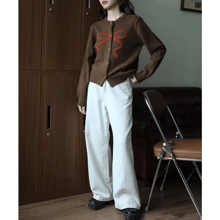 ラウンドネックリボンニットカーディガン トップス カーディガン | kirakiraShop  | 詳細画像16 