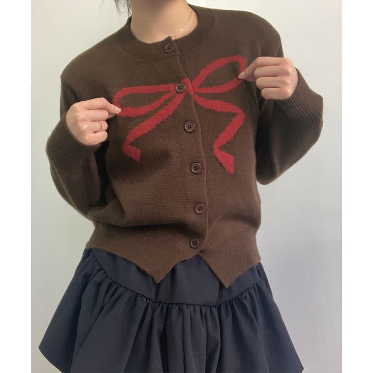 ラウンドネックリボンニットカーディガン トップス カーディガン | kirakiraShop  | 詳細画像18 