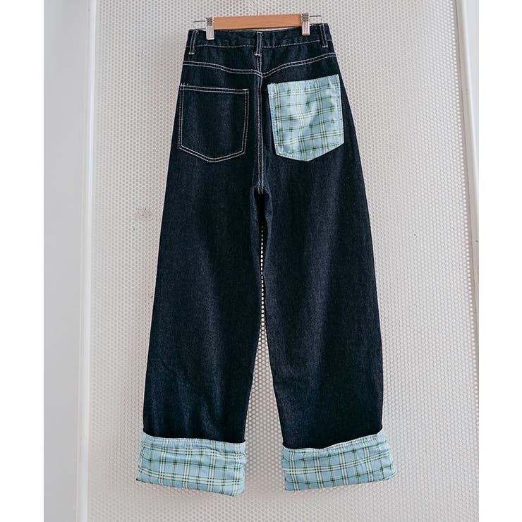 裾裏チェック柄デニムパンツ 4サイズ ボトムス | kirakiraShop  | 詳細画像21 