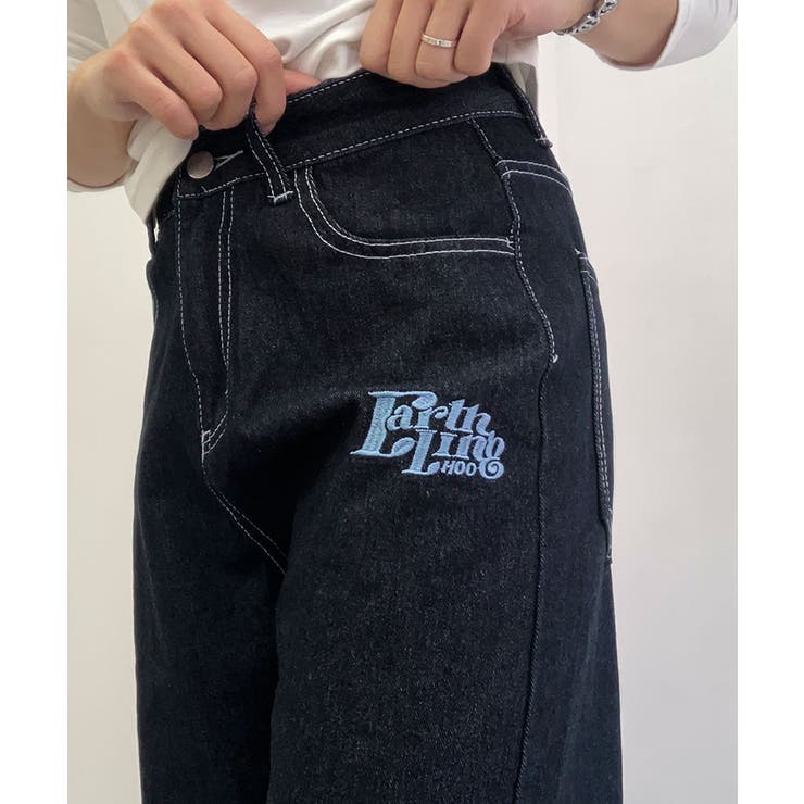 チェック柄デニムパンツ　ツモリチサト新品未使用 裾裏チェック柄デニムパンツ 4サイズ ボトムス[品番