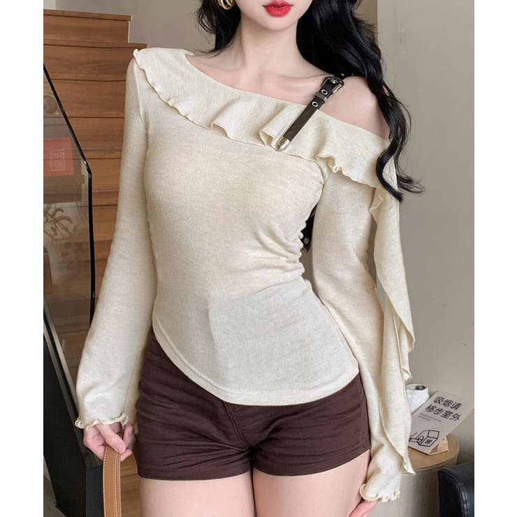 肩ベルトオフショルダーニットトップス トップス 長袖 | kirakiraShop  | 詳細画像2 