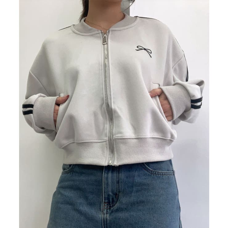 リボン刺繍トラックジャケット トップス アウター | kirakiraShop  | 詳細画像2 