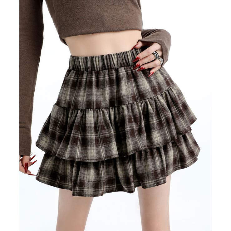 チェック柄ティアードミニスカート ミニスカート フレアスカート | kirakiraShop  | 詳細画像28 