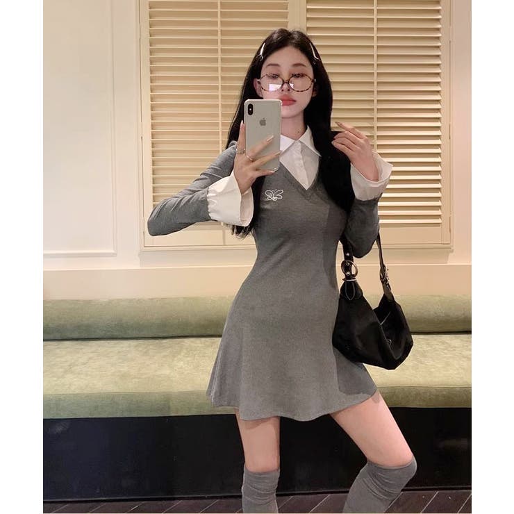 レイヤード風タイトミニワンピース ワンピース 長袖 | kirakiraShop  | 詳細画像11 