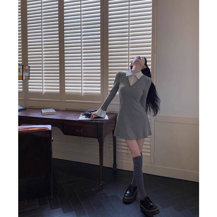 レイヤード風タイトミニワンピース ワンピース 長袖 | kirakiraShop  | 詳細画像15 