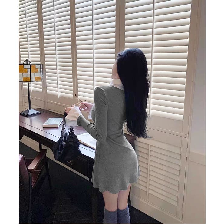 レイヤード風タイトミニワンピース ワンピース 長袖 | kirakiraShop  | 詳細画像18 