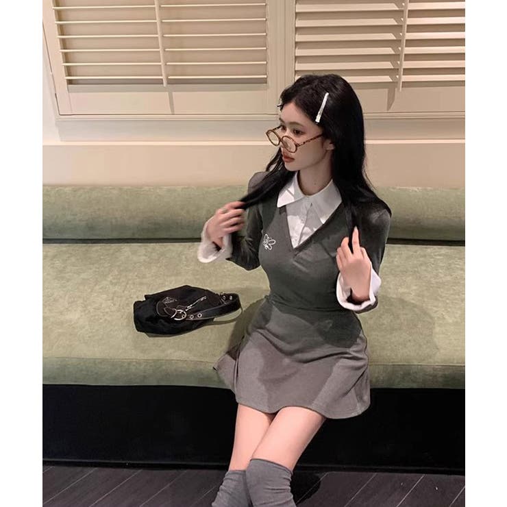 レイヤード風タイトミニワンピース ワンピース 長袖 | kirakiraShop  | 詳細画像19 