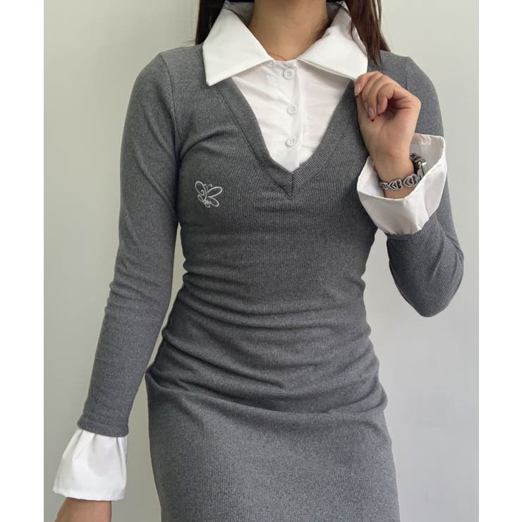 レイヤード風タイトミニワンピース ワンピース 長袖 | kirakiraShop  | 詳細画像23 