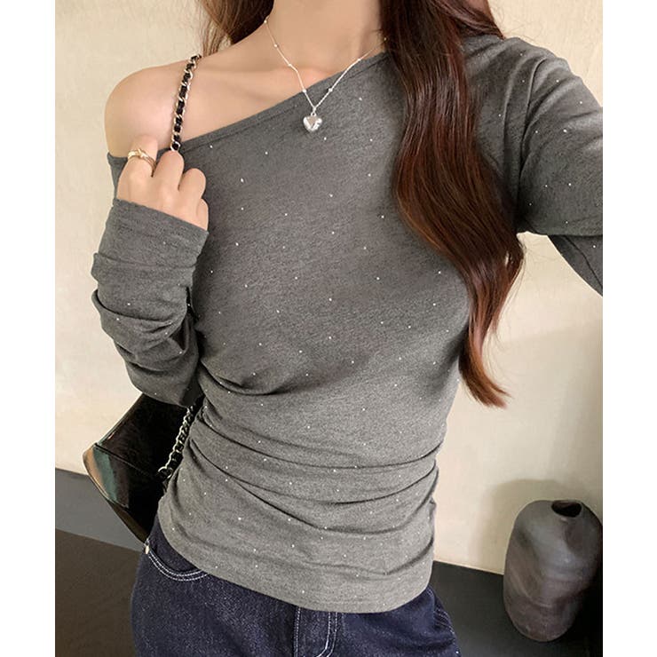 ワンショルダービジュートップス トップス カットソー | kirakiraShop  | 詳細画像4 