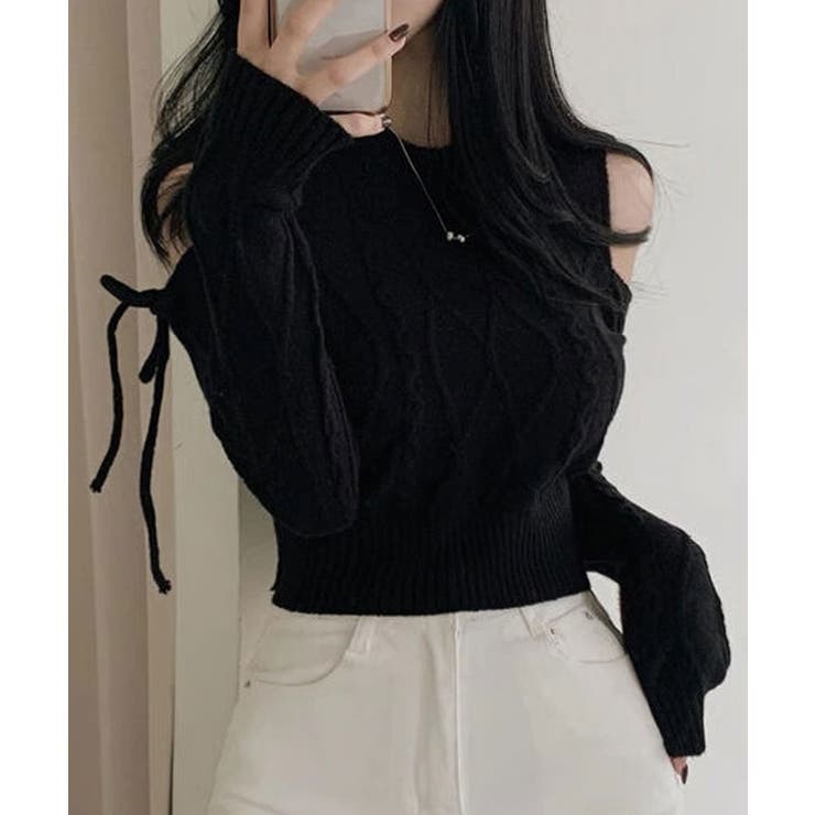 ショルダーフリルトップス⭐︎黒F Amazon | [ユアーズ] 2way フリル ショルダー トップス BFXN2059