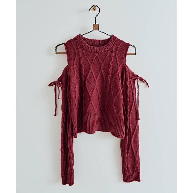 オープンショルダーリボンニットトップス トップス ニット | kirakiraShop  | 詳細画像13 